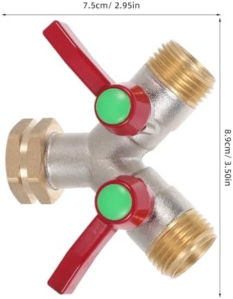 YARNOW 1 Set 2 Way Garden Hose Splitter with Double Shut-Off Valve - Heavy Duty Brass Y-Shaped Connector Tap Divider Adapter for Outdoor Sprinkler System - Image 7