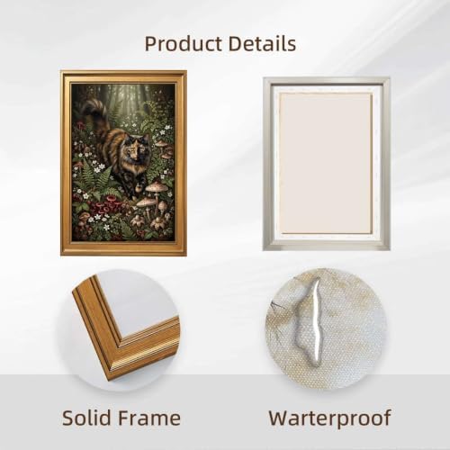Gold Vintage Framed Still Life Wall Art, Moody Botanical Print - Image 2