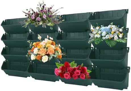 16 Pack Vertical Garden Planter,13 inch Wall Mounted Planter for Patio Indoor Outdoor Decor, Garden Self Watering Pot Balcony Plant Vegetable Fruit Herb Hanging Pocket Holder Flowerpot (Army Green) - Image 6
