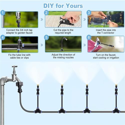 Atomizing kit, 360 Degree Adjustable Copper Sprayer atomizing System, Watering Plant Devices Nozzle Emitters Sprinkler for Garden, Flower Bed(15m) - Image 4