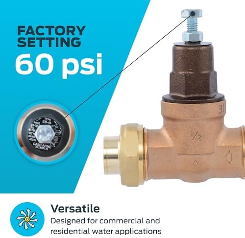 Cash Acme EB45 Pressure Regulating Valve, Single Union, 1/2 Inch NPT Female x NPT Female, Metal Top, 60 PSI, PVA08M-SUTH-60 - Image 3