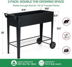 2-Pack 32" Tall Elevated Raised Garden Bed with Wheels and Shelf - Image 5