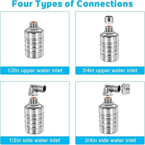 3 Pack Water Float Valve For Water Tank,1/2" to 3/4'' Fully Automatic Water Level Control Float Valve, 304 Stainless Steel Water Trough Float Valve For Water Tank Pool Livestock Troughs Distille - Image 5