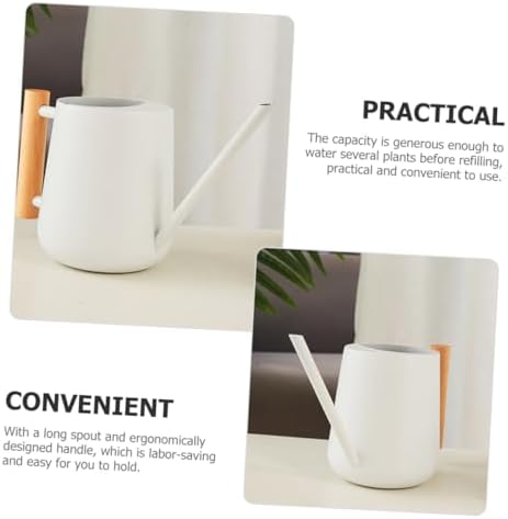 Xmas Indoor Watering Can 900ml White Iron Wood Long Spout - Image 3