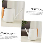 Xmas Indoor Watering Can 900ml White Iron Wood Long Spout - Image 3