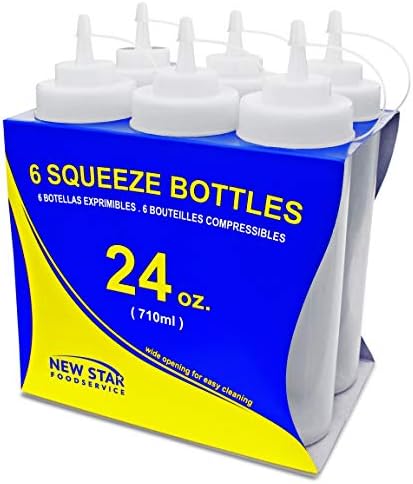 New Star Foodservice Plastic Squeeze Bottles, 24oz, 6 pk, Clear - Image 2