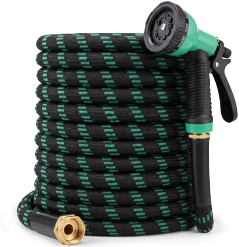 Garden Hose 150 ft, 2026 Upgraded Kink Free Flexible Water Hose 150ft With 10 Pattern Spray Nozzle, Leak-Proof, Portable, Ultra Lightweight & Durable Garden Hose for Yard, Lawn, Outdoor (Black Cyan) by Smainder