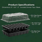 Gardzen 10-Set Garden Propagator Set, Seed Tray Kits with 400-Cell, Seed Starter Tray with Dome and Base 15" x 9" (40-Cell Per Tray) - Image 2