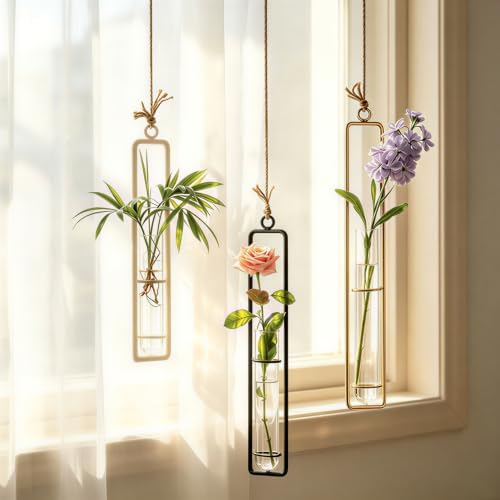 METALLIXITY Hanging Clear Glass Hydroponic Plant Propagation Tube Vase 2Pcs - Image 6