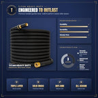TITAN Garden Hose | Flexible, Lightweight, Kink-Free & Durable Hybrid Water Hose with Heavy Duty Brass Connectors & High-Pressure Jet Nozzle (50FT x 1/2”) - Image 2