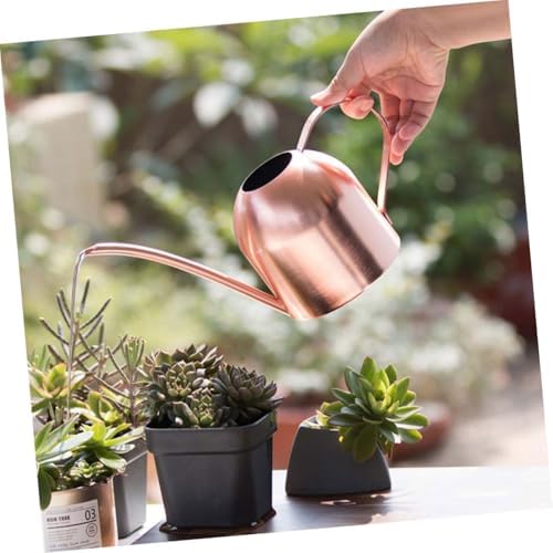 Stainless Steel Watering Container Pink Gold Long Spout Gentle Sprinkle Indoor Outdoor Plants Ergonomic Handle Lightweight Garden Pot - Image 6