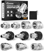 Saker Pressure Washer Hose Connector Set 10 PCS,Hose Adapter Set,Pressure Washer Connector Accessories,M22-14 Swivel to 3/8'' Quick Connect, 3/4" to Quick Disconnect,Quick Connect Set with Storage Bag by Saker
