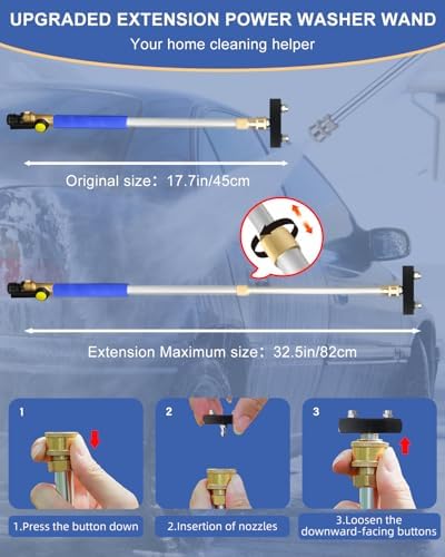 Jet Nozzle High Pressure Hose Nozzle, Upgraded Extendable Power Washer Wand - Image 2