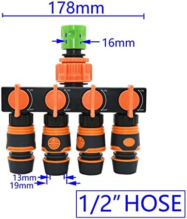 Xiaohu Hose Connector Adapter Female 1/2" 3/4" 1" Turn 1/2 3/4 Hose 4 Way Garden Faucet Hose Manifold 16MM 20MM Shunt Four-Outlet Irrigation Valve (Color : Black) - Image 5