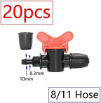 20pcs Drip Irrigation Mini Valve 4/7 3/8/10/12/16/20 /25mm Pipe Garden Tap 1/2 quot; 3/4 Male Thread Water Hose Barb Connector(I) - Image 2