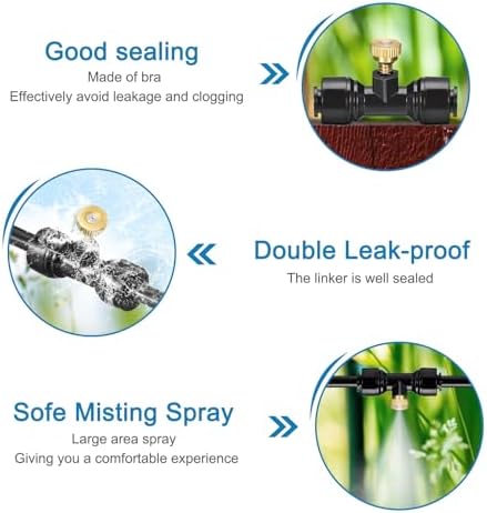 uxcell Misting Cooling System, 59FT(18M) Misting Line +20 Mist Nozzles +3/4" Brass Adapter, Misters for Outside Patio Garden Greenhouse Umbrella - Image 4