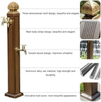 Outdoor Retro Post Faucet, Freestanding Garden Hose Holder Brass Double Outlet Garden Tap, Floor Mounted Water Tap Anti-Freezing Faucet Post for Garde - Image 3