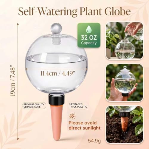 6 Pack 32 oz Extra Large Plant Self Watering Globes to 3 Weeks Watering - Image 3