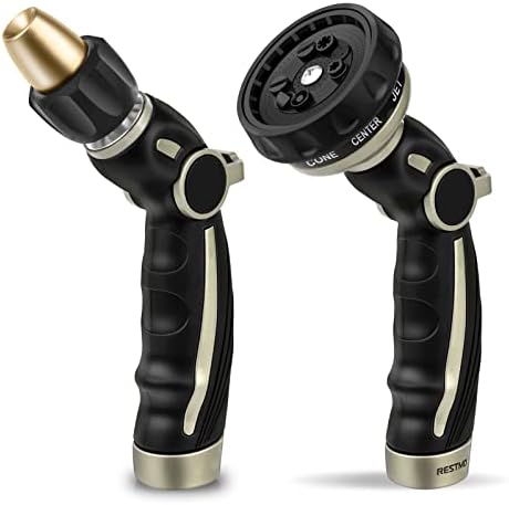 RESTMO High Pressure Hose Nozzle Sprayer, Heavy Duty Brass Head, Metal Water Hose Nozzle for Car Washing, Garden Cleaning, Lawn and Plant Watering, Adjustable Thumb Flow Control by Restmo