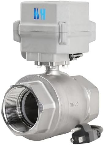 2" DN50 110-230VAC Normally Closed CF8/Stainless Steel 304 Manual Override Motorized Electrical Ball Valve With U.S. Plug by HSH-Flo