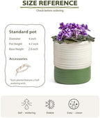 Fayoula Self Watering Pots for Indoor Plants, 6 Inch Ceramic Self Watering Plant Pot, Planter Pot with Wick Rope and Drainage Hole for African Violet Succulent Herbs (White Matte) - Image 2