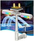 Solar Pool Fountain with 10-Color 4-Mode RGB LED Lights, Above/Inground Solar Lights with Remote, 360°Adjustable Dual Spray Waterfall Sprinkler Fountain for Relaxation & Cooling 10-20°F by Unknown