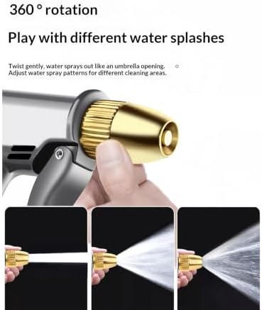 High-Pressure Metal Water Sprayer, Heavy Duty Adjustable Hose Nozzle with 4 Metal Hose Connectors, Multipurpose Sprayer for Car Washing, Garden Watering, Patio & Driveway Cleaning (silver) - Image 4