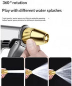 High-Pressure Metal Water Sprayer, Heavy Duty Adjustable Hose Nozzle with 4 Metal Hose Connectors, Multipurpose Sprayer for Car Washing, Garden Watering, Patio & Driveway Cleaning (silver) - Image 4
