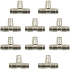 10pcs Nickel Plated Brass Push to Connect Fitting for High Pressure Mist Cooling System, Misting Tee Slip Lock, 1/4" Tube OD by Legines
