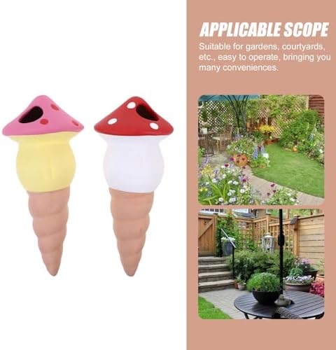 4pcs Mushroom Shape Self Watering Spikes for Indoor Plants Terracotta Watering Stakes Plant Waterer Tool Set Automatic Drip Irrigation for Flower Pots and Garden Use Random Color - Image 3