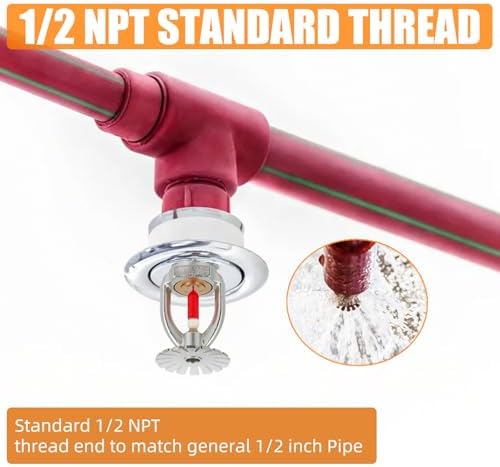 6pc Fire Sprinkler Head Pendent Type, 155℉ Fire Sprinkler Heads 1/2" Inch Thread 68°C Quick Response Water Spray Down 1/2" NPT for Home/Commericial/Workshop/Residential Building (Pendent Type) (6) - Image 4