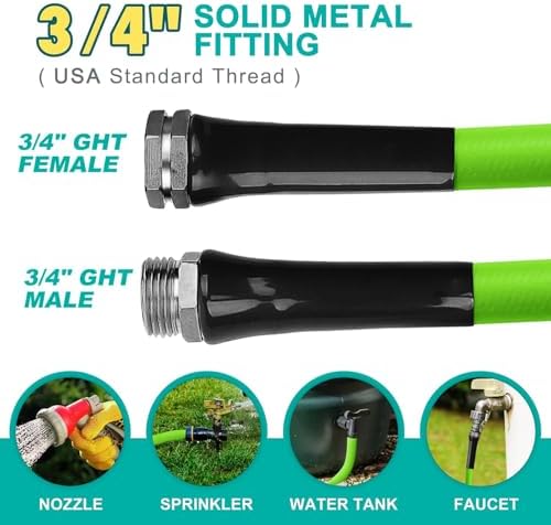 Heavy Duty Garden Hose 5/8 Inch x 150ft - Kink Resistant Lightweight Hybrid Hose, Leak Proof Rustproof Water Hose for Outdoor Watering - Image 2