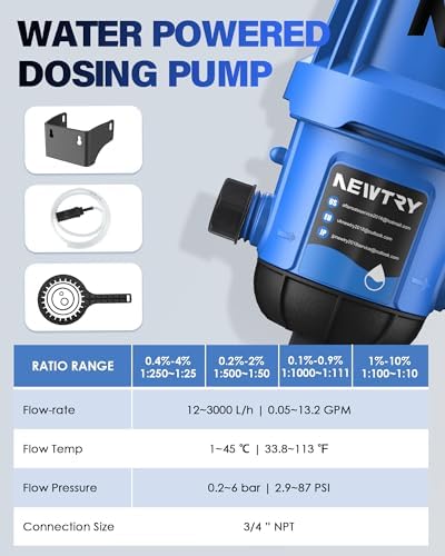 NEWTRY Fertilizer Injector for Drip Irrigation, 0.4%-4% Dosing Pump - Image 3