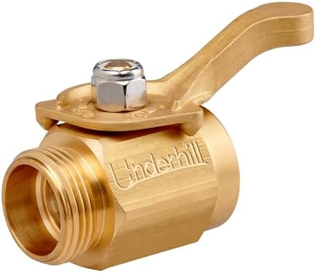 Underhill PowerFlow Brass Hose Shut Off Valve, 1-Inch Hose Thread NPSH, High Flow Cutoff End Attachment, Heavy-Duty Commercial Fittings, 48 GPM, CV10H by Underhill