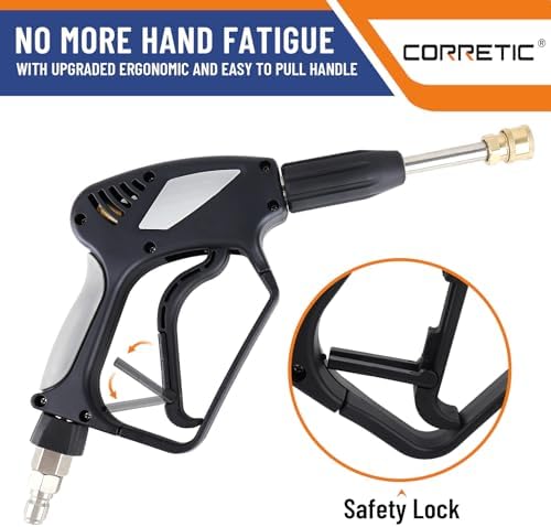 Short Pressure Washer Gun with Swivel,5000 PSI Max, 3/8" Plug & 1/4" Quick Connect Outlet, Power Washer Gun Compatible with Foam Cannon for Car Wash, 5 Spray Nozzle Tips, M22 14mm Fitting - Image 3