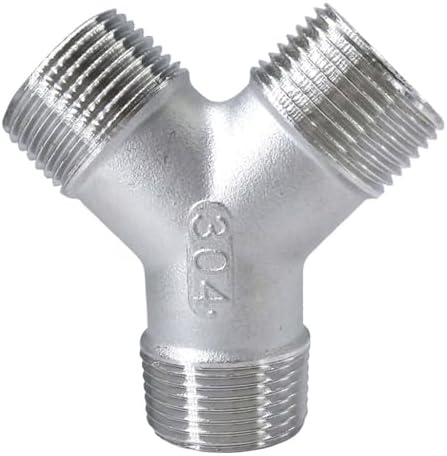 1pcs BSPT Male Y Shape 3 Ways Connector 1/4" 3/8" 1/2" 3/4" 1", Coupler Splicer Splitter 304 Stainless Steel Pipe Fitting Home Garden (Size : 1-1/2") - Image 4