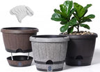 Sun-E 10" Self-Watering Whiskey Barrel Planters 3 Pack for Indoor Outdoor by SESUN-E