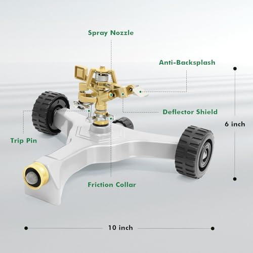 RESTMO Heavy Duty Full Metal Impact Sprinkler with Wheeled Base - Image 6