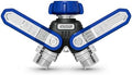 Garden Hose Splitter 2 Way, All-Metal Heavy Duty Water Spigot Splitter,with 3.68" Extra Long Handles, with Dual Shut-Off Valves, High Flow 3/4" GHT Outdoor Faucet Adapter,Blue by Unknown