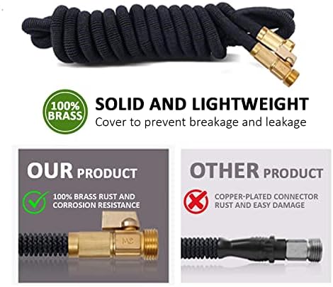 J&B XpandaHose 50ft Expandable Garden Hose- Heavy Duty Superior Strength 3750D - 4 -Layer Latex Core - Extra Strong Brass Connectors and Storage Bag (Black 50) - Image 3