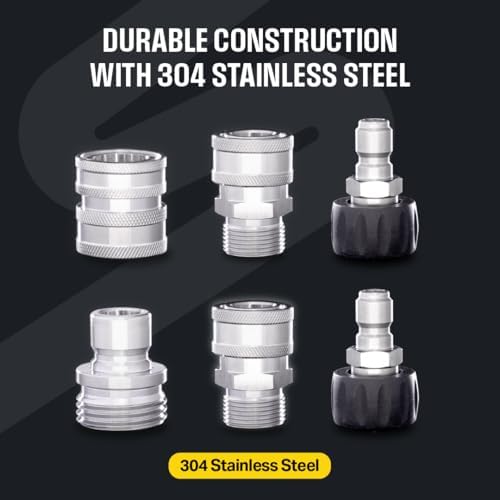 Active M22-14mm Pressure Washer Quick Connect Kit, 304 Stainless Steel M22-14mm to 3/8" Male to Female Quick Disconnect Kit for Power Washer Assembly - Image 7