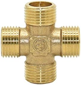 Quick Connect Garden Hose Male Thread 1/2 Inch Cross Joint Brass 4-way Manifold Threaded Joint Pipe 10Pcs (Color : Gold) - Image 3