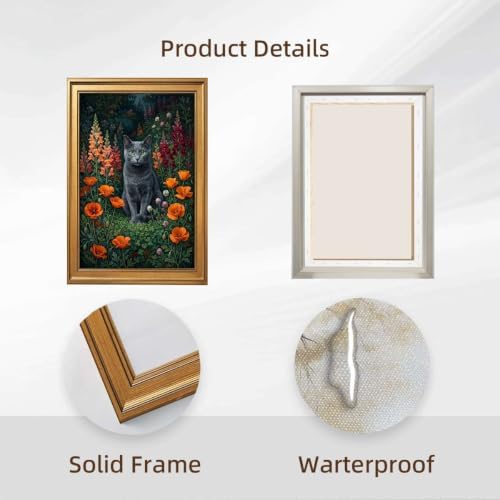 Gold Vintage Framed Lantern Wall Art, Rustic Oil Painting Style Print - Image 2
