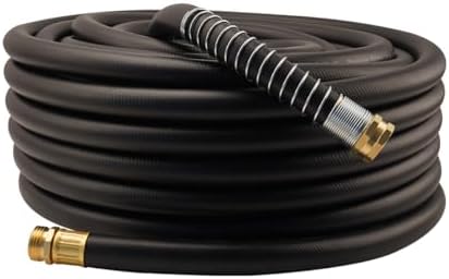 Wiseflow Garden Hose 100FT x 3/4", Heavy Duty Rubber Hose, Water Hose with Five Layered Braiding, Male Female Fittings, 1200PSI Burst, 300PSI Working for Yard, Car Wash, Pets (Black) by Unknown