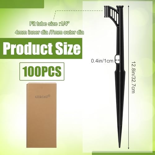 GlikCeil 100 Pcs Drip System Stakes 1/4" Tubing Holder for Micro Sprinkler - Image 2
