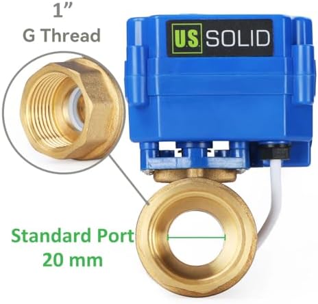 U.S. Solid Motorized Ball Valve- 1" Brass Ball Valve with Standard Port, 9-24V AC/DC and 2 Wire Auto Return Setup, Normally Open - Image 3