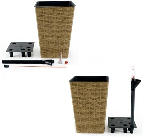 Self-Watering Square Wicker Planters, 2-Pack, Brown - Image 5