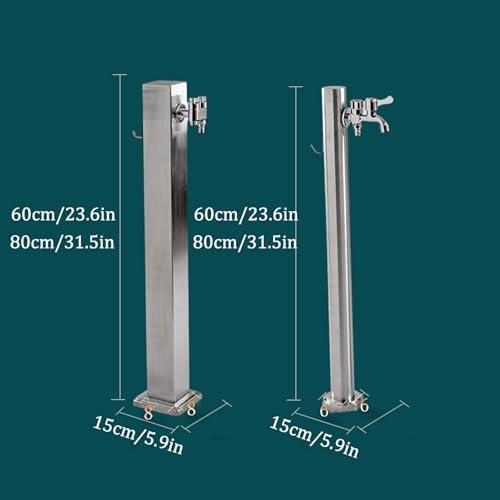 Stainless Steel Outdoor Water Column Faucet - 31.5in Freestanding Garden Hose Holder & Fountain for Parks, Lawns, Restrooms - Durable 304 Water Hydrant Garden Decor - Image 2
