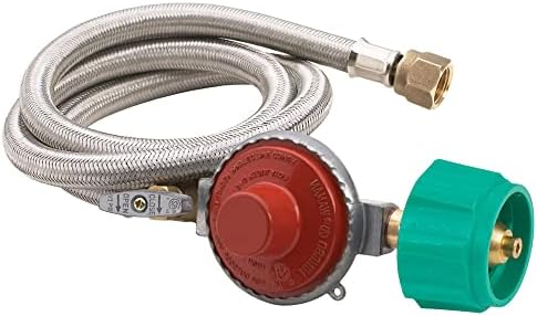 Bayou Classic M5HPR-1 Hose/Regulator Assembly - 48 in Stainless Braided LPG, 10 PSI, 3/8 in Flare by BayouClassic%C2%AE