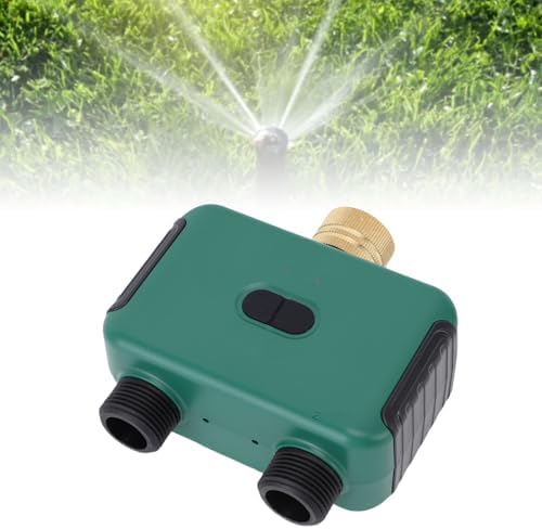 FTVOGUE Smart Water Timer Outdoor, Dual Zone LCD Sprinkler Controller with Rain Delay Child Lock Brass Inlet IP55 Battery Operated Irrigation System for Garden Yard 2 Outlet - Image 6